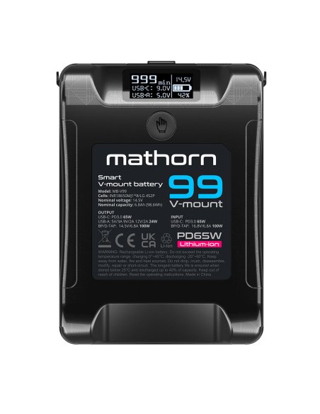 Akumulator Mathorn MB-V99 6800mAh PD65W OLED USB-C 99Wh V-mount