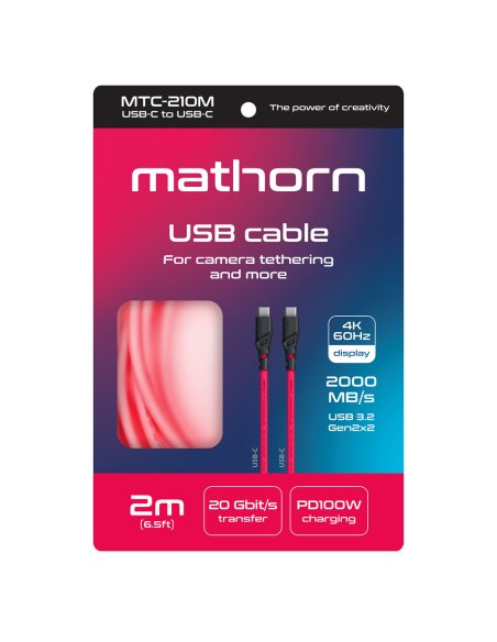 Mathorn tethering cable MTC-210M 2m 20Gbps 4K 60Hz 100W USB C-C Magenta