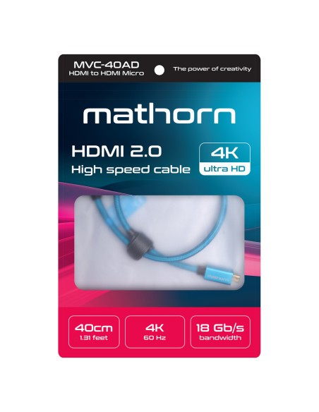 (EOL) Kabel wideo Mathorn MVC-40AD HDMI - HDMI 2.0 4K 60Hz 18Gbps 40cm