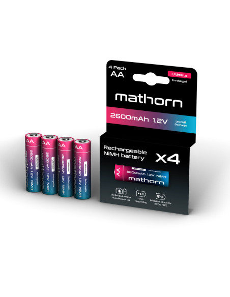 (EOL) Zestaw akumulatorów Mathorn Ultimate AA NiMH 2600 mAh HR6 1.2V 4szt MB-AA2600NH-4P (EOL)