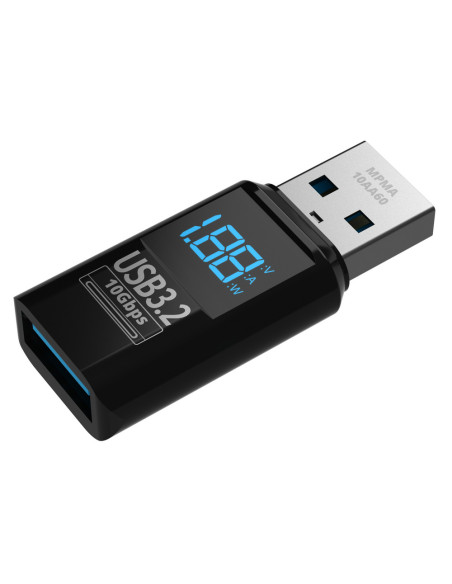 Mathorn USB Power Meter Adapter LED PD 60W 3A VAW 10Gbps USB A to USB A