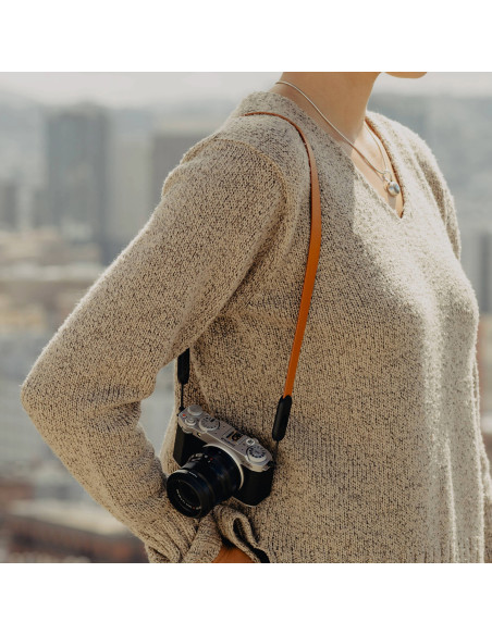 Pasek Peak Design Form Leather Camera Strap Neck Amber- bursztynowy