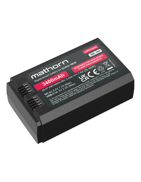Akumulator Mathorn MB-390 Ultimate 3400mAh USB-C zamiennik Godox VB30 i VB26