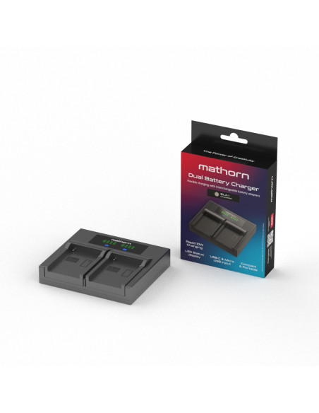 Mathorn MBC-DX240 Dual-Channel Charger with Adapters for OM SYSTEM BLX-1
