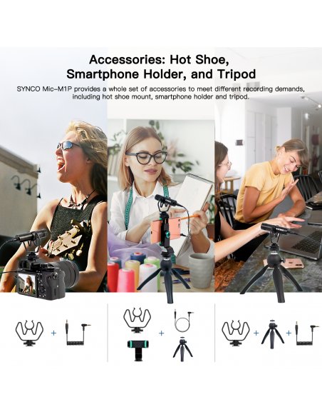 Synco M1P mikrofon nakamerowy + mini statyw + uchwyt mobilny