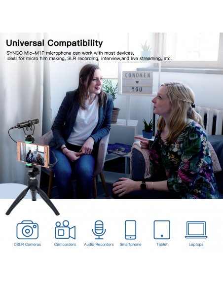 Synco M1P mikrofon nakamerowy + mini statyw + uchwyt mobilny