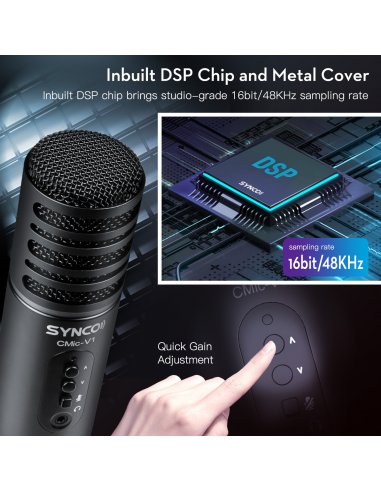 Synco V1 USB Microphone with Monitor - Condenser