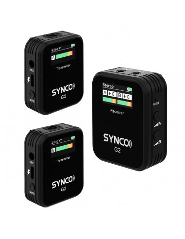 Synco G2 A2 bezprzewodowy system mikrofonowy z ekranem 2,4 GHz - 2 odbiorniki