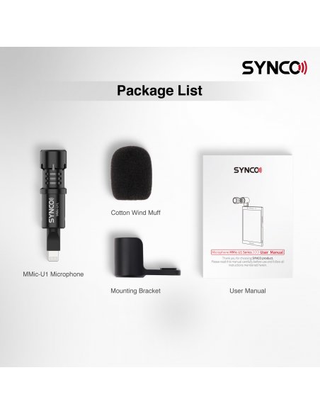 Synco U1L Plug in Microphone for Phone / Tablet - Lightning
