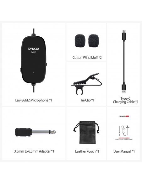 Synco S6M2 mikrofon krawatowy z odsłuchem i filtrem LowCut