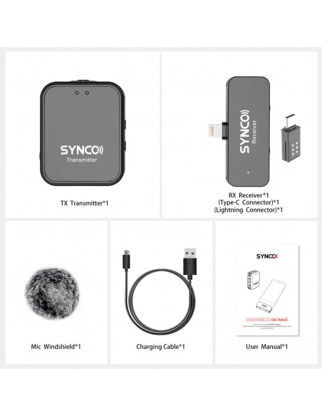 Synco G1TL Wirelles System with Apple Lighting MFI + USB-C connector