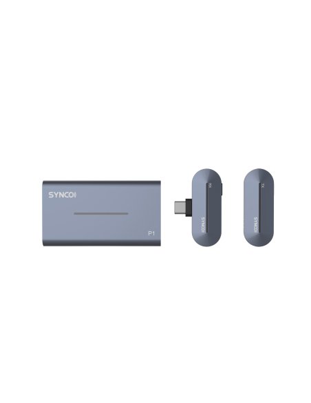 Synco P1T bezprzewodowy system mikrofonowy USB-C, 1 nadajnik, 1 odbiornik, grey-blue