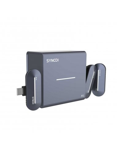 Synco P2T bezprzewodowy system mikrofonowy USB-C, 2 nadajniki, 1 odbiornik, grey-blue