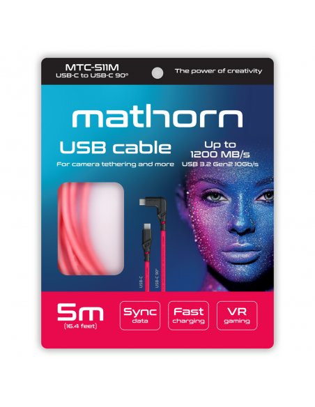 Mathorn tethering cable MTC-511M 5m 10Gbps 60W USB C-C90 Magenta